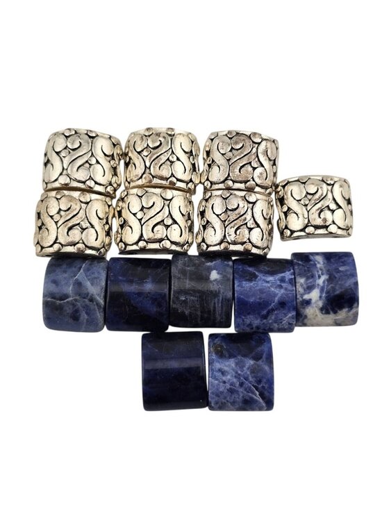 Brighton Jewelry - Brighton Metal & Blue Sodalite Stone Bead Set Craft Project Piece